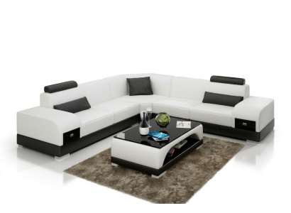 Ledersofa Couch Wohnlandschaft Ecksofa Eck Garnitur Design Modern Sofa USB Neu