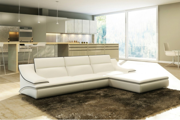 Ledersofa mit USB,Wohnlandschaft Ecksofa Eck Garnitur Design Modern Sofa A1160C