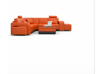 Ledersofa mit USB Wohnlandschaft Ecksofa Eck Garnitur Design Modern Sofa F3017B