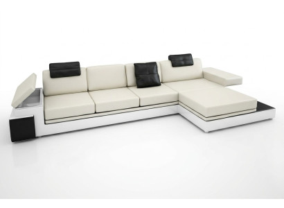 Ecksofa mit USB Couch Sofa Wohnlandschaft Sitz Eck Garnitur Leder Textil PHM88