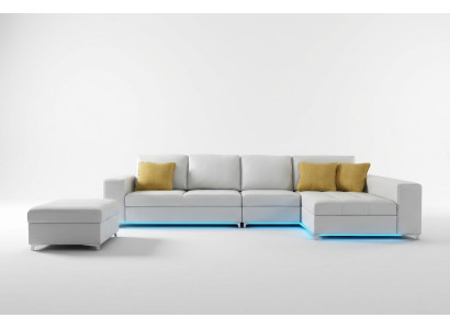 Ledersofa Sofa Couch USB Wohnlandschaft Ecksofa Garnitur Design Modern Neu K5005