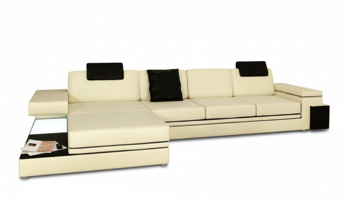 Wohnzimmer Sofa Ledersofa Polstercouch Sitzgarnitur Moderne Beleuchtet LED + USB
