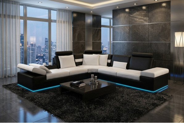 Wohnzimmer Sofa Ledersofa Sitzgarnitur Moderne Multifunktions Couch USB