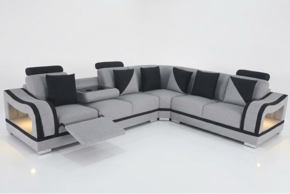 Moderne Textil Sofa Eckcouch Polster Wohnzimmer Ecksofa LForm Wohnlandschaft USB
