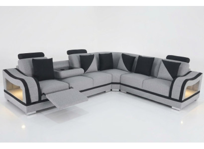 Moderne Textil Sofa Eckcouch Polster Wohnzimmer Ecksofa LForm Wohnlandschaft USB
