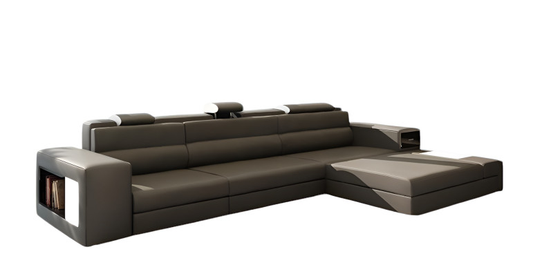 Designsofa Sofa Couch Polster Ecksofa Garnitur Wohnlandschaft Ledersofa Haid -G