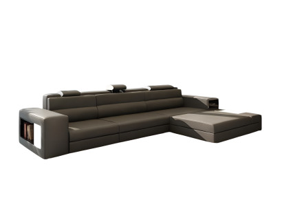 Designsofa Sofa Couch Polster Ecksofa Garnitur Wohnlandschaft Ledersofa Haid -G