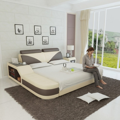 Wasserbett Hotel Doppelbett Betten Komplett Lederbett, Bett gepolstert Wasser + USB
