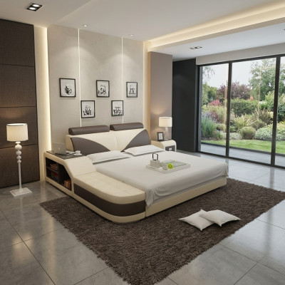 Wasserbett Hotel Doppelbett Betten Komplett Lederbett, Bett gepolstert Wasser + USB