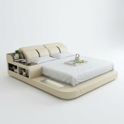 Wasserbett Hotel Doppelbett Betten Komplett Lederbett Wasser + USB Polsterbett