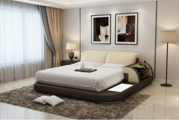 Doppelbett Wasserbett Hotel Betten Komplett Lederbett, Bett gepolstert Wasser + USB