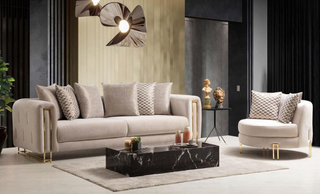Design Textil 3 Sitzer Weiß Elegant Modern Sofa Polsterung Couch Neu Wohnzimmer