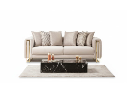 Design Textil 3 Sitzer Weiß Elegant Modern Sofa Polsterung Couch Neu Wohnzimmer