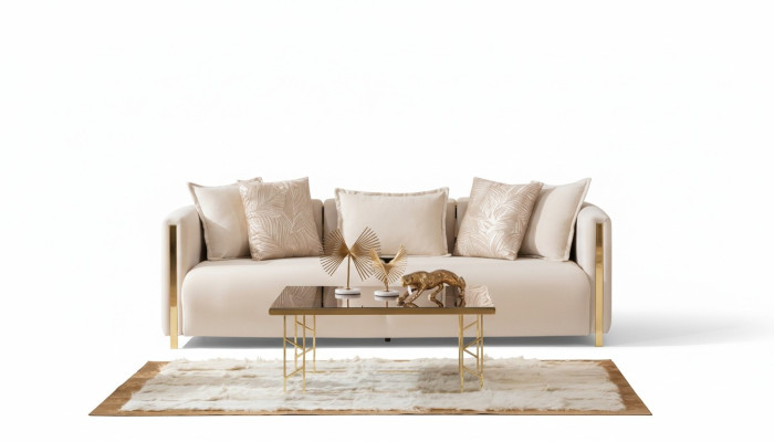 Dreisitzer Sofas Polster Luxus Möbel Modernes Sofa 3 Sitzer Textil Couch 245cm