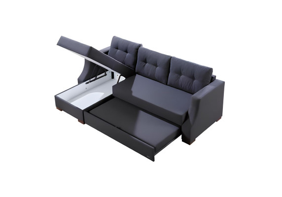 Sofa Designer Sofa mit Bettfunktion Bettkasten Schlafsofa Ecksofa Couch L-Form
