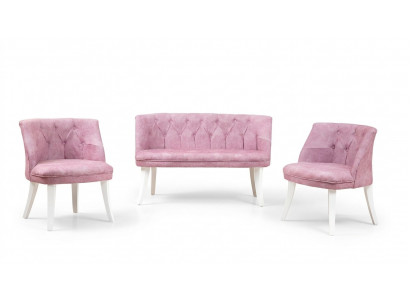 Küchen Sitzgarnitur Bank Sessel Rosa Chesterfield Garnitur Sitzmöbel Stoff