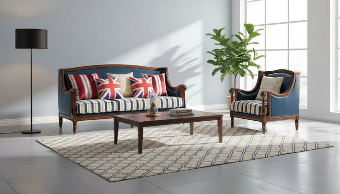 Amerikanische Möbel Sofagarnitur USA Set 3+1 Sitzer Dreisitzer Sessel