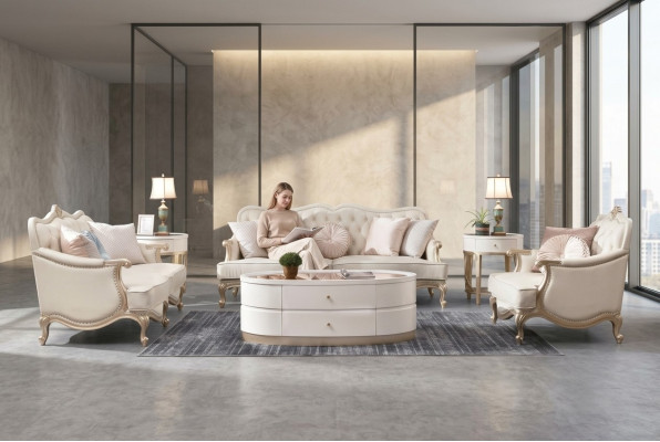 Couchtisch mit Schubladen Ovaler Tisch Wohnzimmer Holz Couchtische