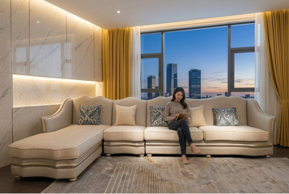 Wohnzimmer Textil L-Form Luxus Sofas Sofas Ecke Ecksofa Polstermöbel