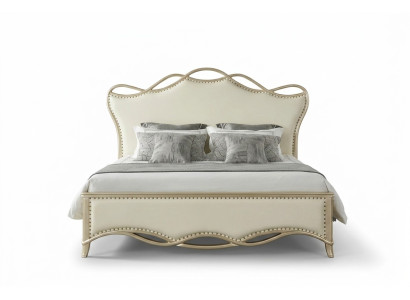 Design Bett Schlafzimmer Betten Textil Luxus Polster Sitz Stoff Beige Möbel Neu