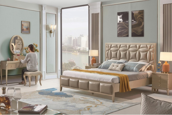 Polster Beige Doppelbetten Bett Betten Doppelbett Schlafzimmer