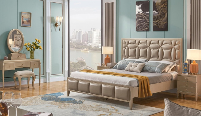 Polster Beige Doppelbetten Bett Betten Doppelbett Schlafzimmer