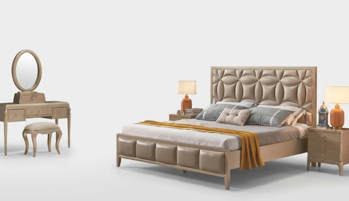 Polster Beige Doppelbetten Bett Betten Doppelbett Schlafzimmer