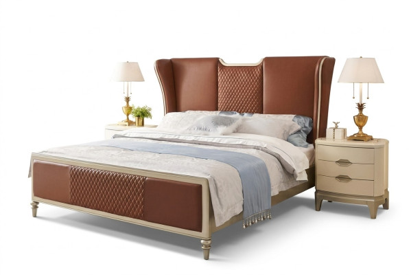 Luxus Bett Braun Betten Bettgestelle Doppel Modern Doppelbett Schlafzimmer Neu