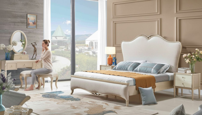Bett Polster Design Luxus Doppel Betten Weiß 180x200cm Schlafzimmer Möbel Neu