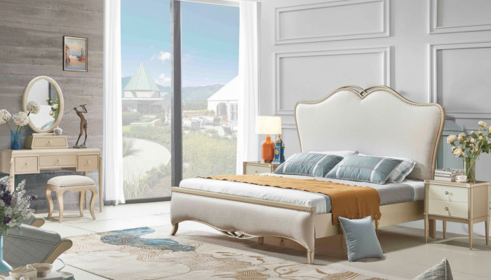 Bett Polster Design Luxus Doppel Betten Weiß 180x200cm Schlafzimmer Möbel Neu