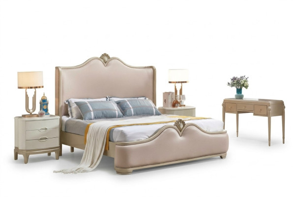 Bettgestell Betten Doppel Bettrahmen Beige Bett Möbel Doppelbetten