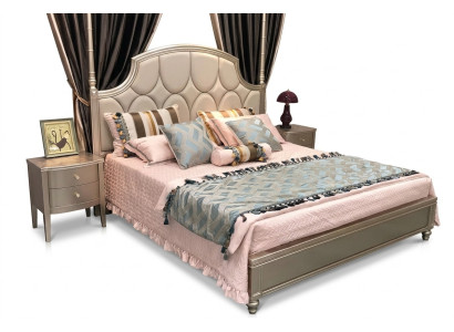Doppelbett Bett Luxus Betten Holz Bettgestelle Bettrahmen Beige Design