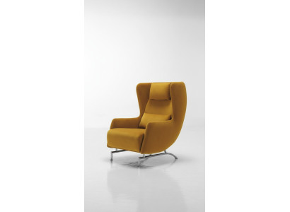 Sessel Sitz Einsitzer Design Gelb Polster Wohnzimmer Möbel Ohrensessel Prianera