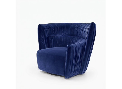 Sessel Einsitzer Italienischer Stil Polster Holz Textil Prianera Luxus Blau