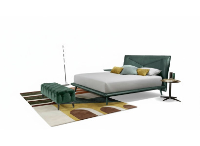 Doppel Bettrahmen Luxus Schlafzimmer Bett Doppelbett Holz Grün Leder Betten Neu