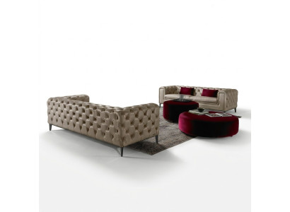 Luxuriöses 3+3 sitzer sofagarnitur in beige von chesterfield