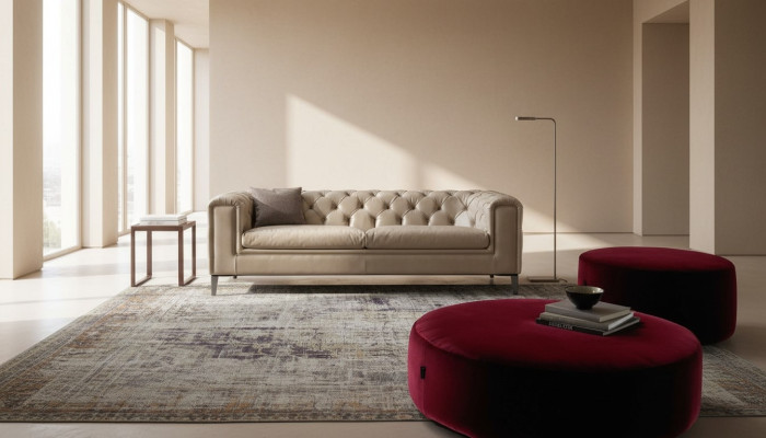 Sofa 3 Sitz Wohnzimmer Chesterfield Möbel Design Luxus Italienischer Stil Beige