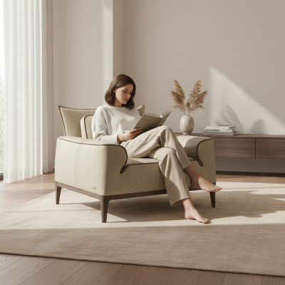 Design Leder Sessel Wohnzimmer Lounge Luxus Stuhl Design Möbel Braun Prianera