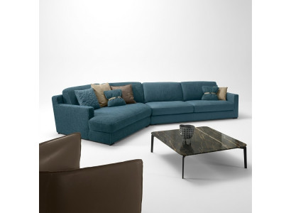 Design Sofa L Form Polster Couch Wohnzimmer Möbel Ecksofa Textil Blau
