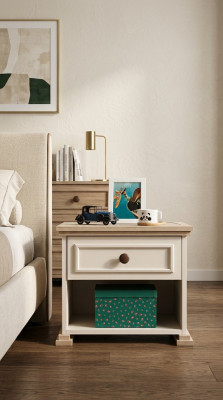 Design Modern Möbel Nachttisch Kinder Beistell Jugendzimmer Beige Holz