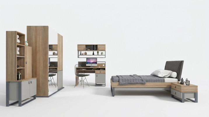 Jugendzimmer Set Bett Kleiderschrank Kinder Schlafzimmer Neu 5tlg.Set