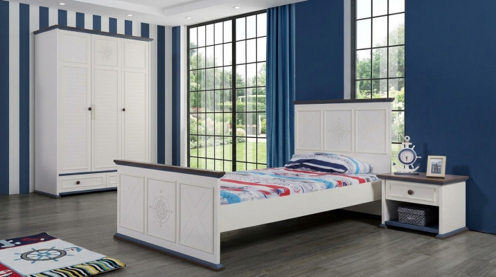 Jugendzimmer Bett Nachttisch Möbel Kleiderschrank Komplette 3tlg. 