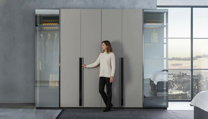 Eleganter Schlafzimmer Kleiderschrank Glasschrank Durchsichtige Fronten Schrank