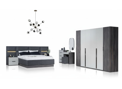 Schlafzimmer Set Möbel Bett 2x Nachttisch Kleiderschrank Möbel Komplett Set 5tlg