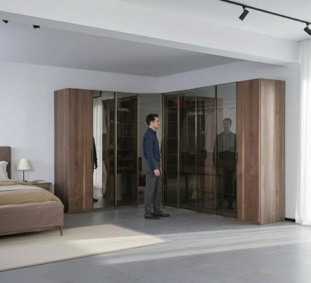 Begehbarer Kleiderschrank Glasschrank Durchsichtige Türen Schrank Eckschrank Neu