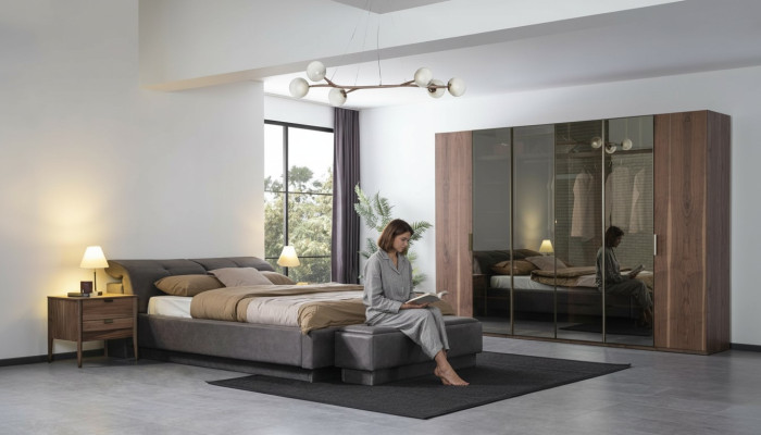 Schlafzimmer Set Möbel Bett 2x Nachttisch Kleiderschrank Möbel Komplett Set 4tlg