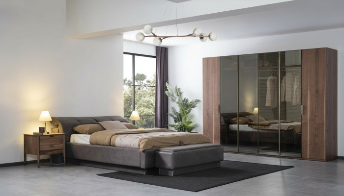 Schlafzimmer Set Möbel Bett 2x Nachttisch Kleiderschrank Möbel Komplett Set 4tlg