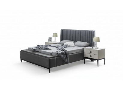 Bett Design Doppelbett Betten Polster Schlafzimmer Möbel Hotel Bettrahmen Grau