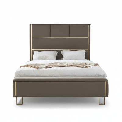 Taupe Polster Betten Doppelbett Holz Schlafzimmer Möbel Hotel Polster 180x200