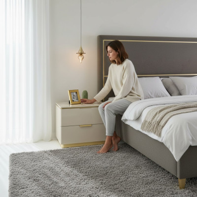 Schlafzimmer Konsolen Nachttisch Set 2x Nachttische Luxus Hotel Möbel Beige Neu